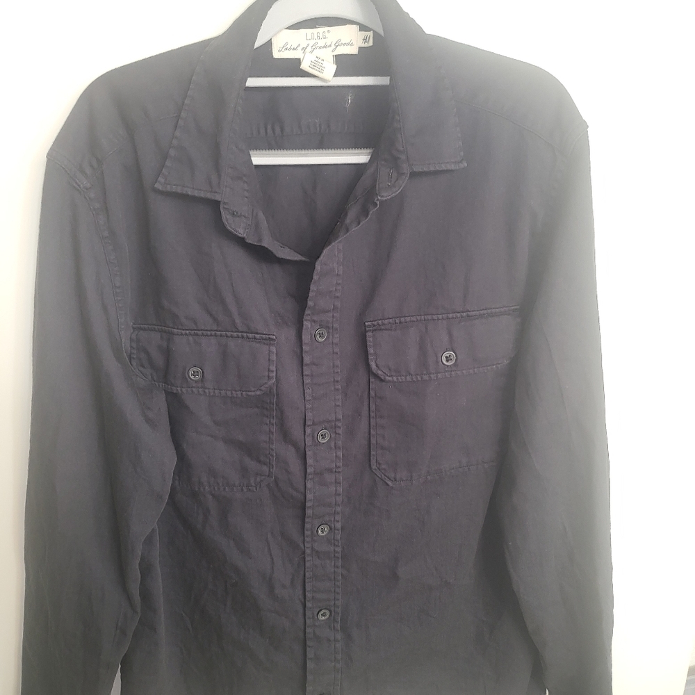 Label Of Graded Goods Button Up Long Sleeve Shirt Black